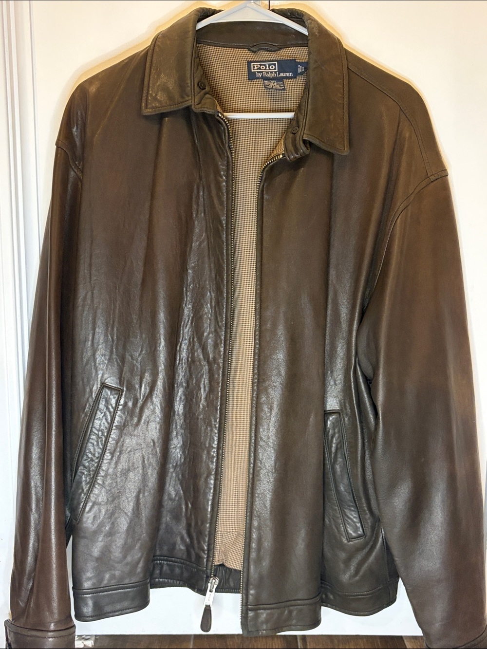 Polo by Ralph Lauren Dark Brown Leather Bomber Jacket